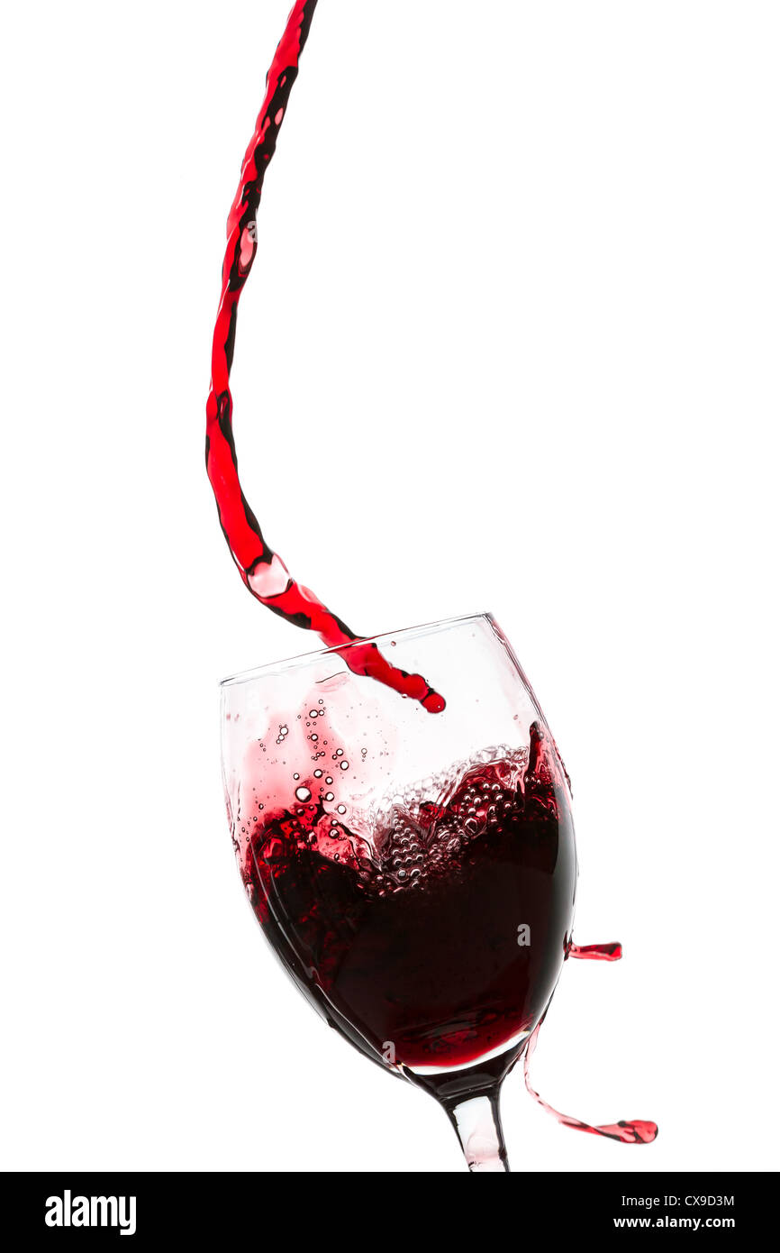 Glass with splash of red wine on white background Stock Photo Alamy