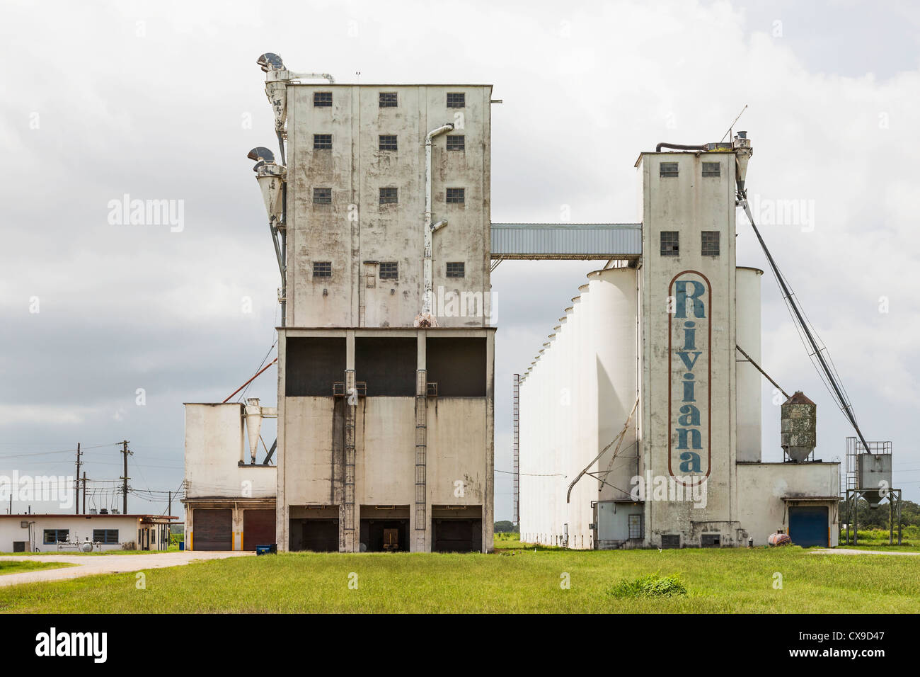 The old Riviana rice dryer and grain elevator in Crowley, Louisiana