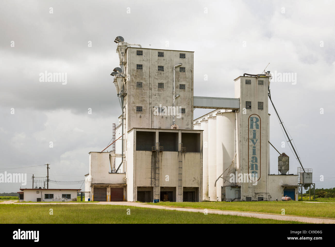 The old Riviana rice dryer and grain elevator in Crowley, Louisiana