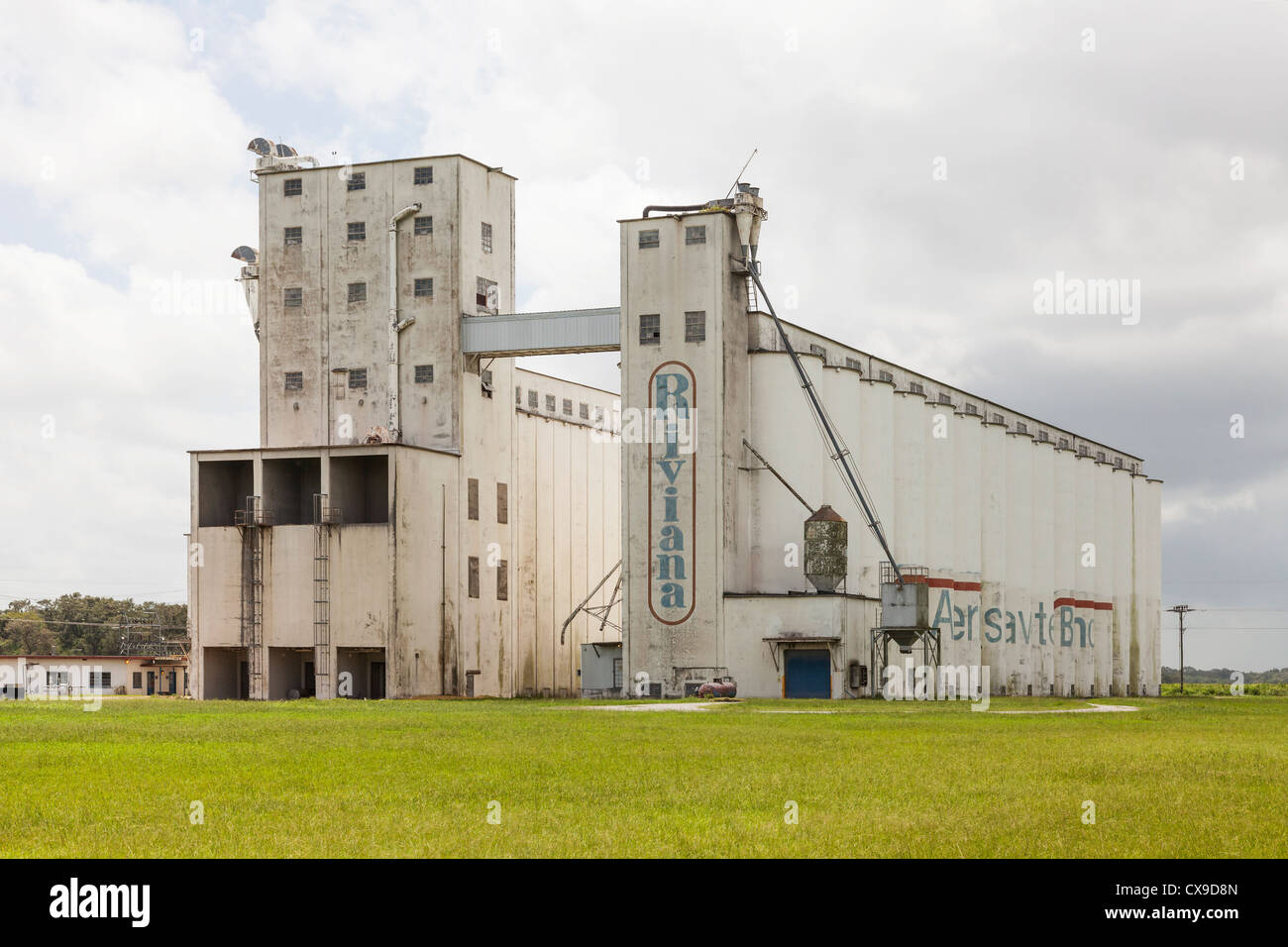 The old Riviana rice dryer and grain elevator in Crowley, Louisiana
