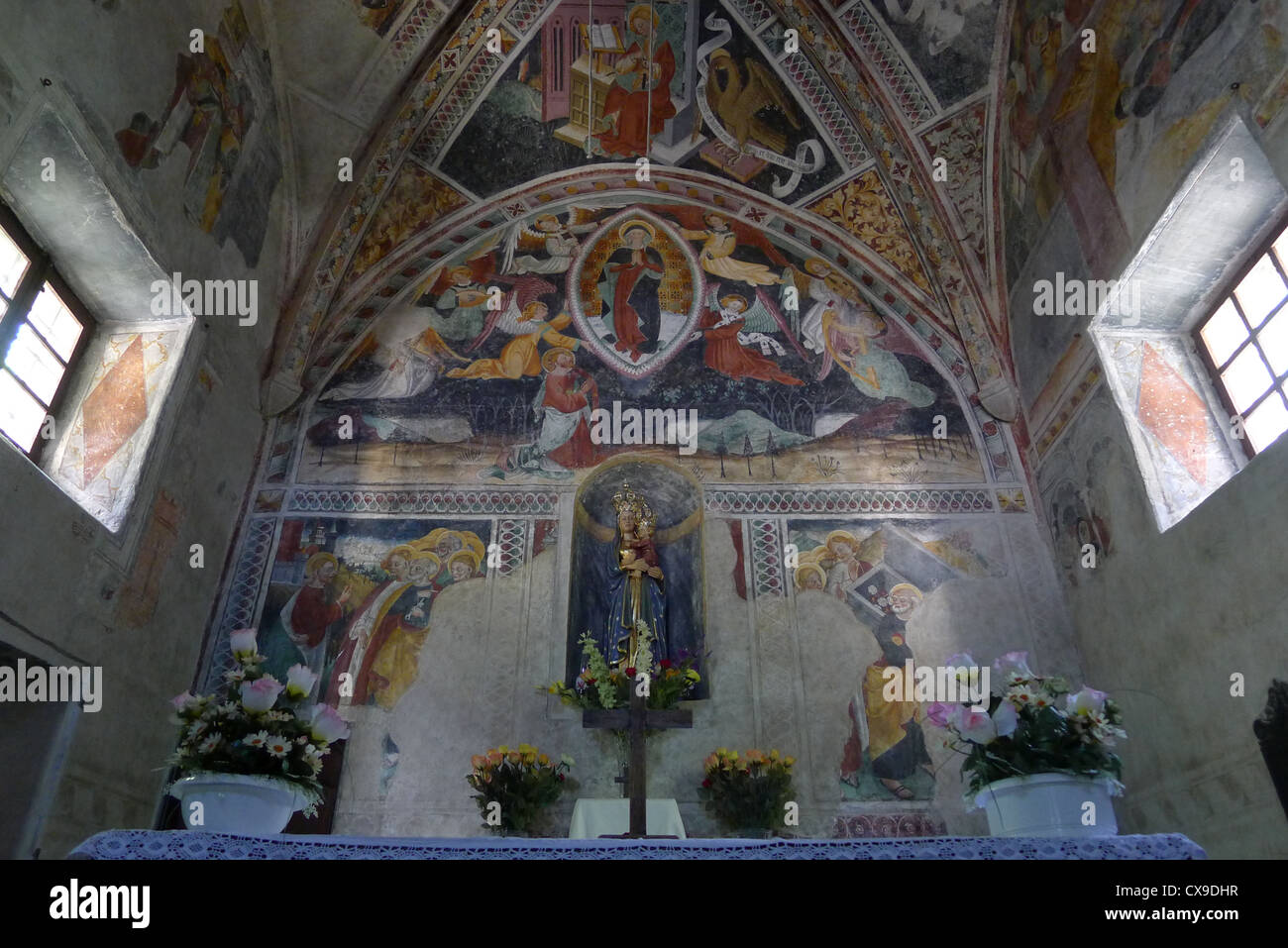 Notre Dame des Fontaines Chapel Frescoes Stock Photo