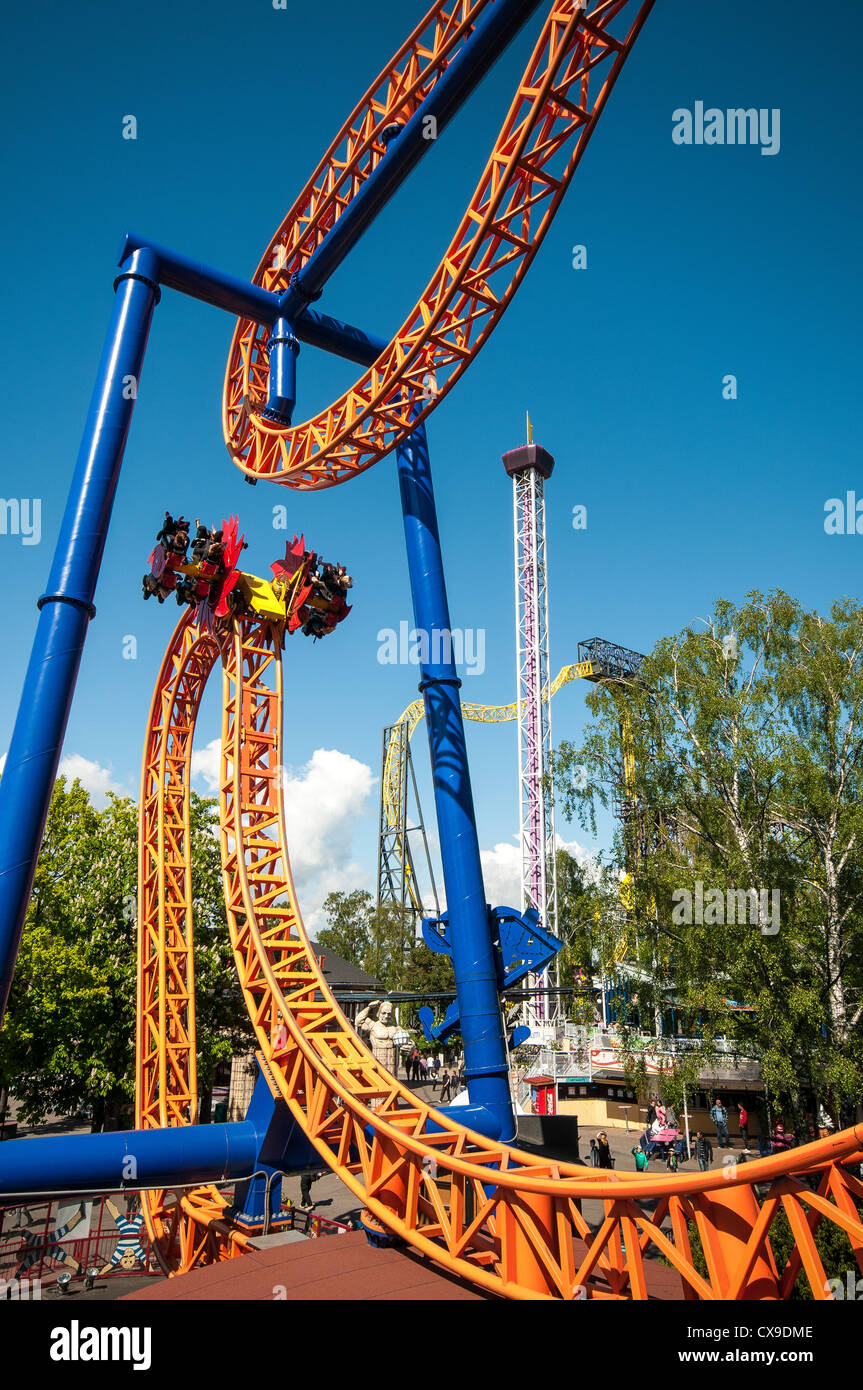 The Kirnu ride at Linnanmäki Amusement Park located in the Alppiharju district of Helsinki Stock Photo