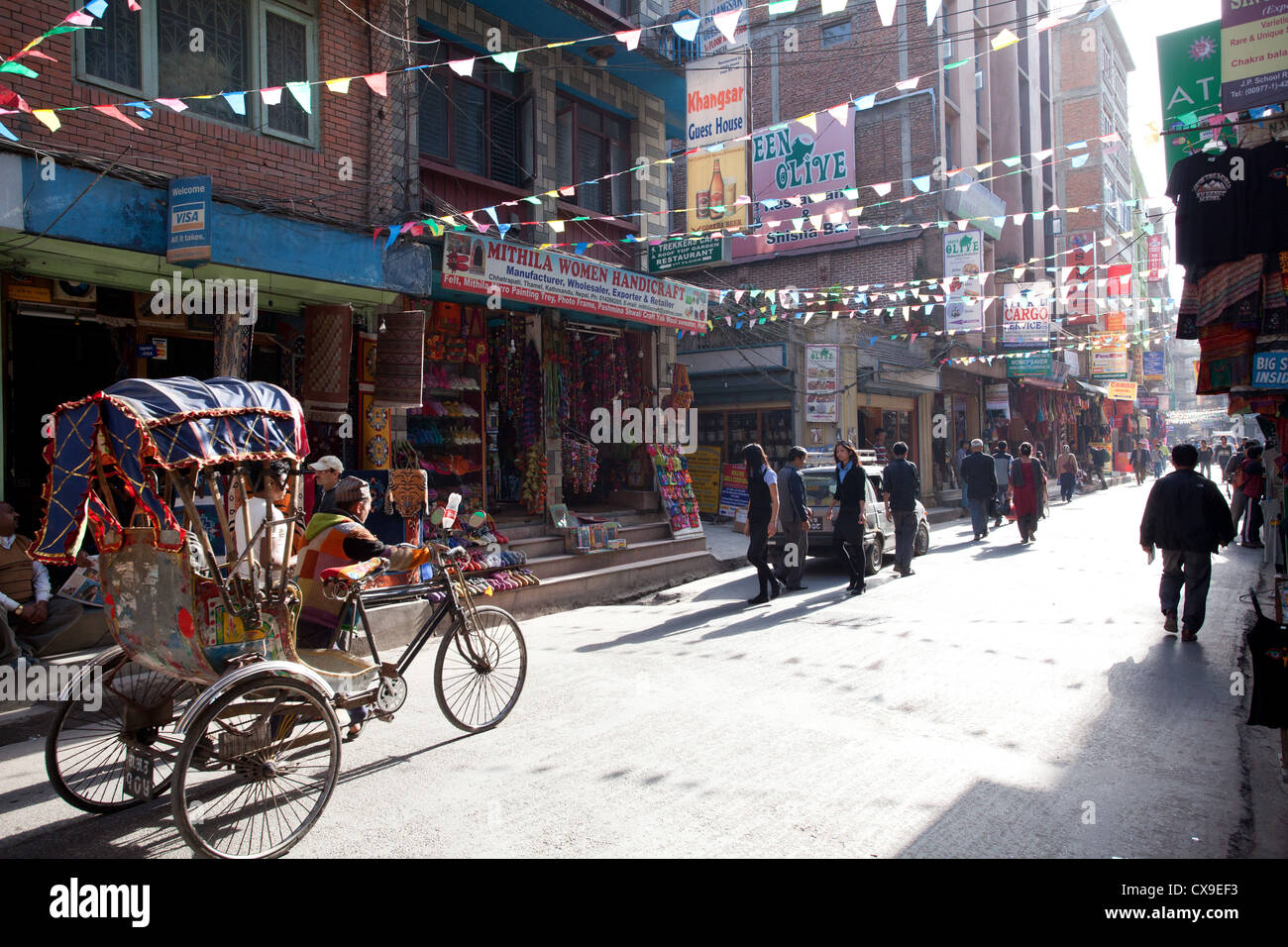 Colourful rickshaw on a street in Thamel, Kathmandu, Nepal Stock Photo