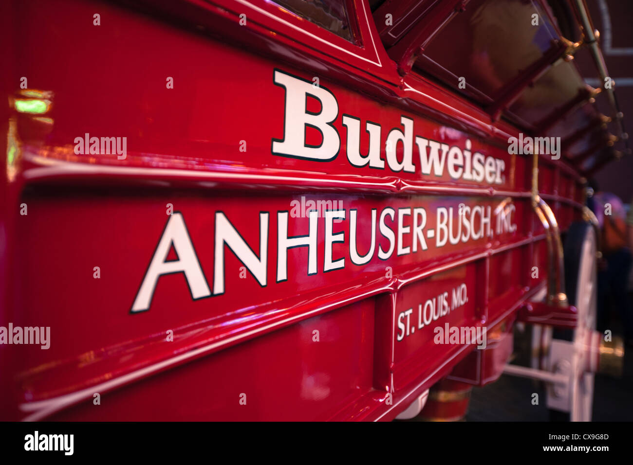 A red wagon at the Anheuser Busch brewery in St. Louis, MO. Stock Photo