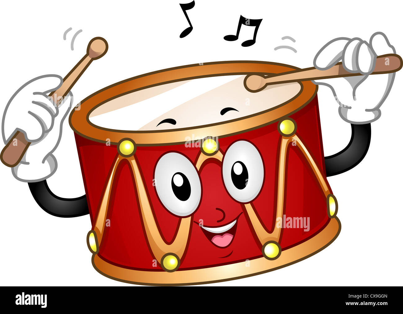 Mascot Illustration of a Happy Drum Beating Itself Stock Photo Alamy