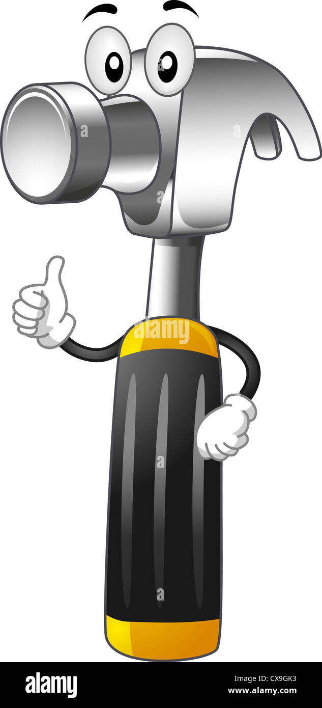 Mascot Illustration of a Hammer Giving a Thumbs Up Stock Photo