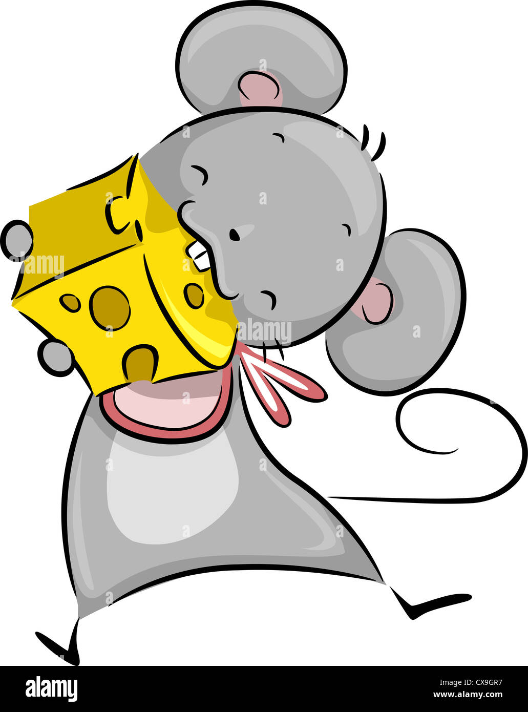 Illustration of a Mouse Happily Nibbling on a Chunk of Cheese Stock ...