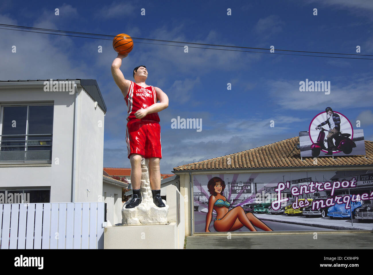 Large model of basketball player near Royan, France Stock Photo - Alamy