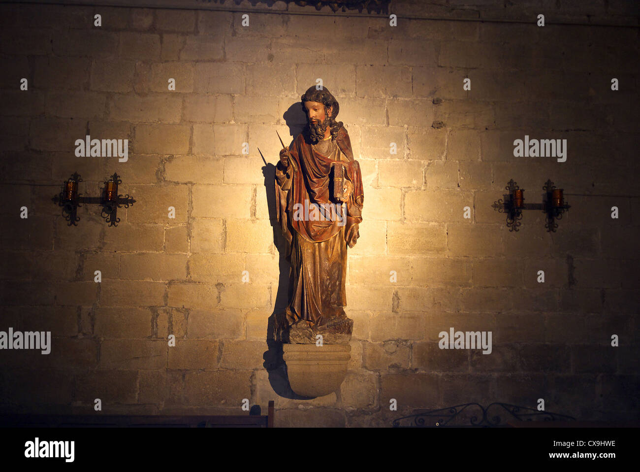 Religious sculpture in a Spanish church. Stock Photo
