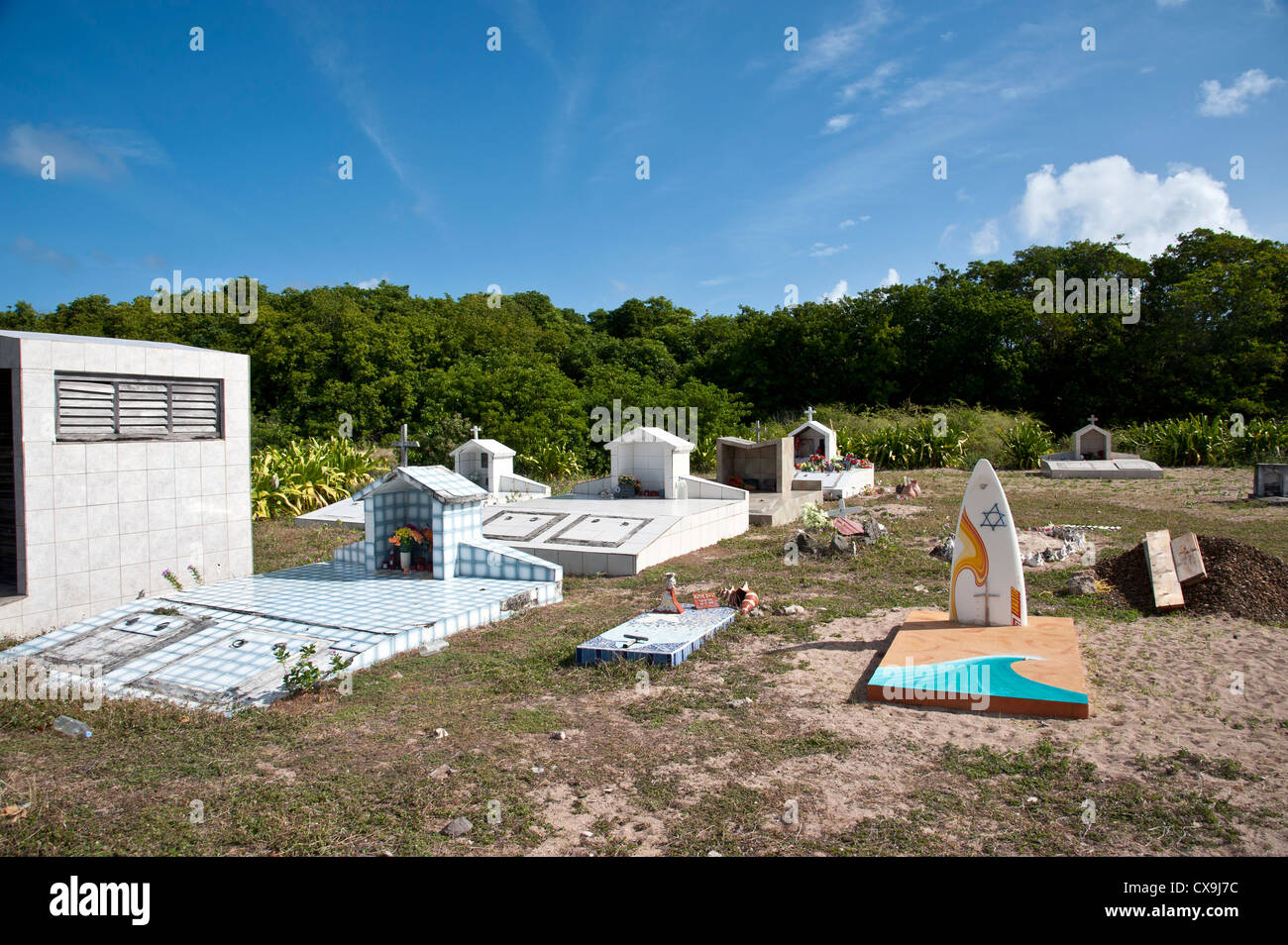 Antilles Caribbean French Guadeloupe La desirade cemetery Stock Photo