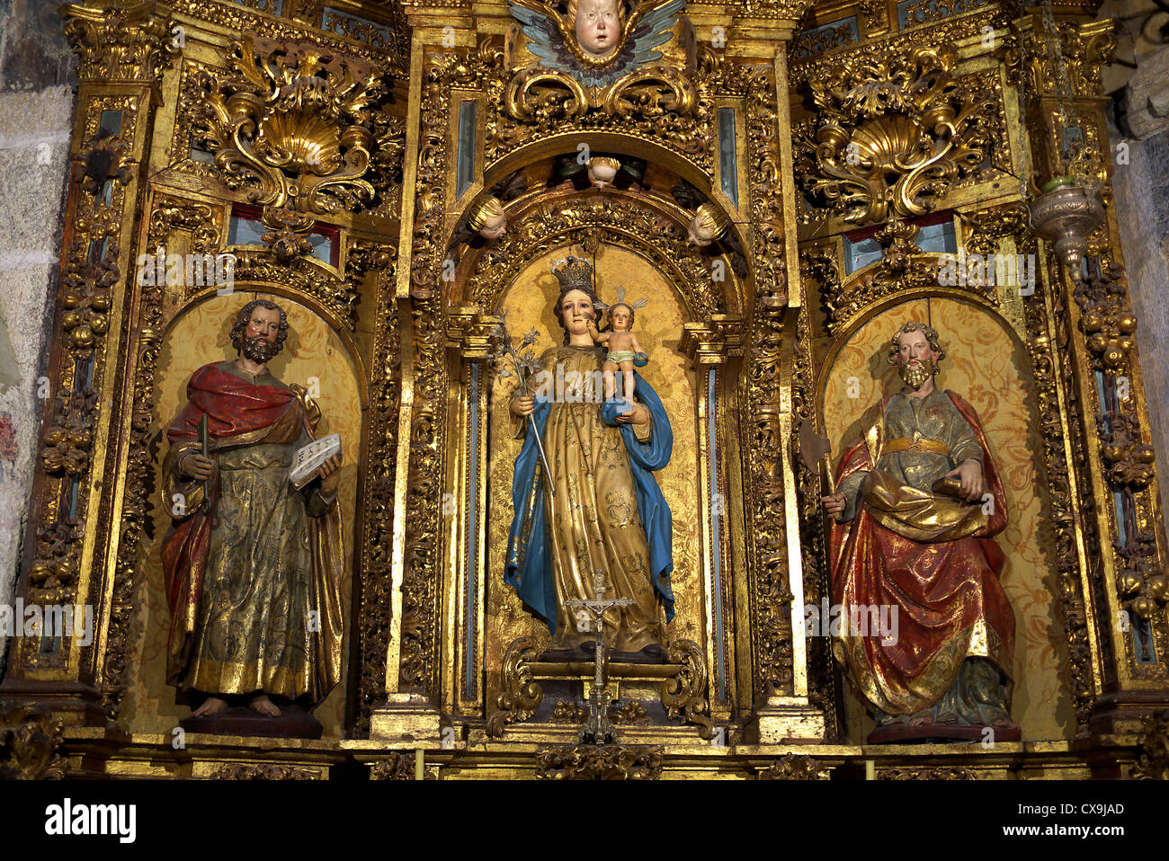 St. James Cathedral in Santiago de Compostela, Spain. Interior detail. Stock Photo