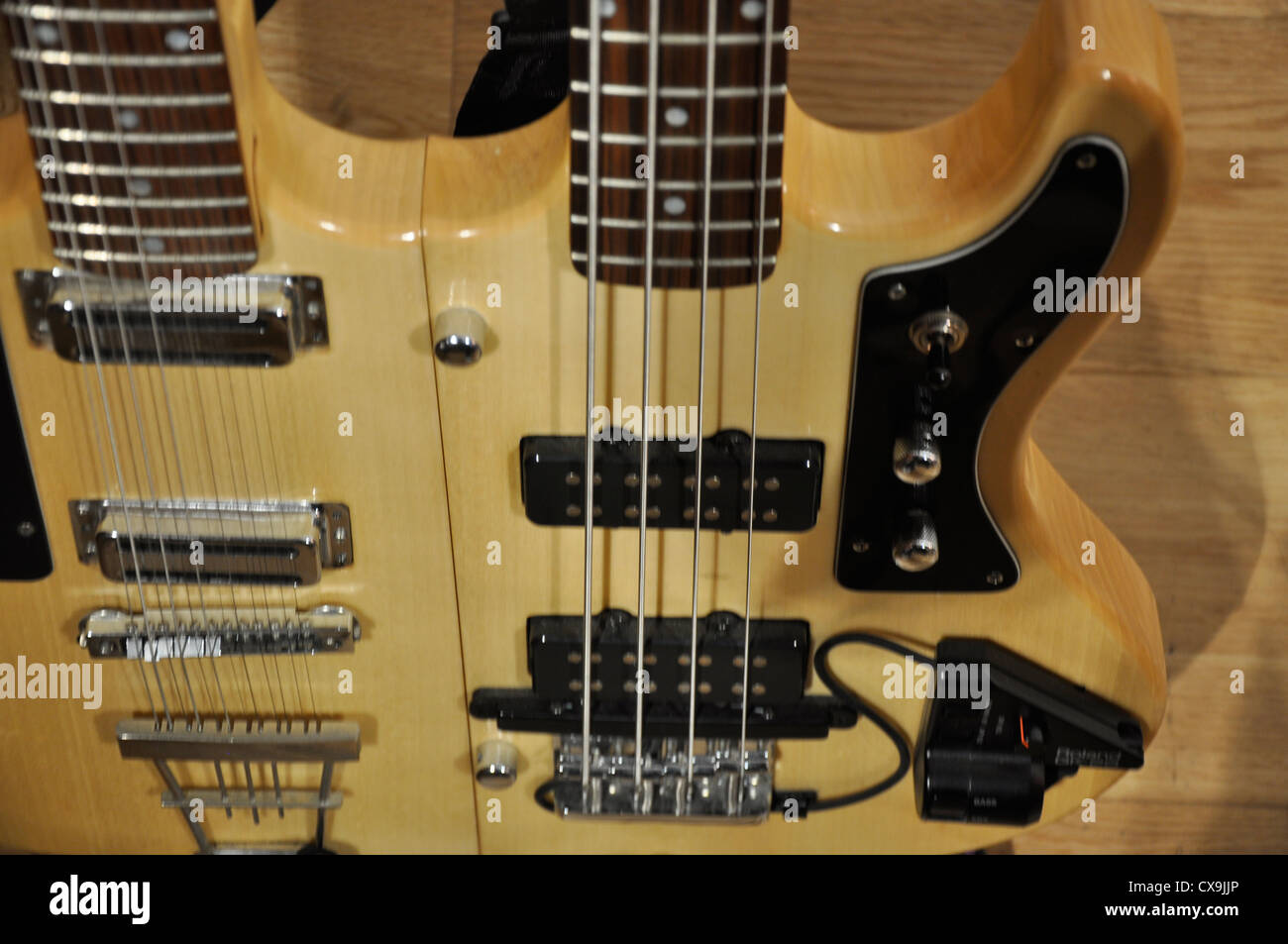 details of a guitar and bass guitar Stock Photo