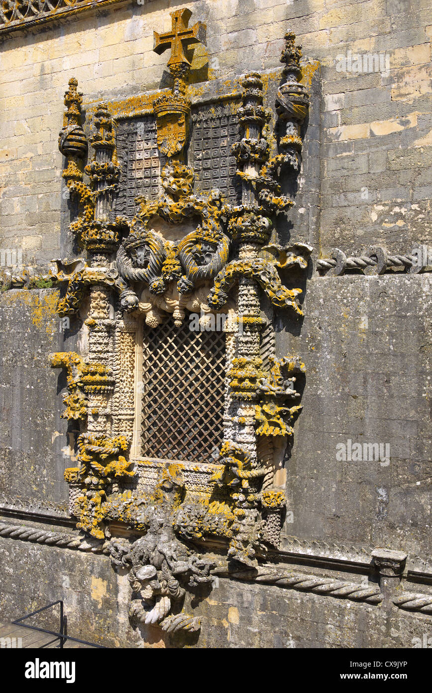 Convento de Cristo chapter window, Tomar, Portugal. Stock Photo