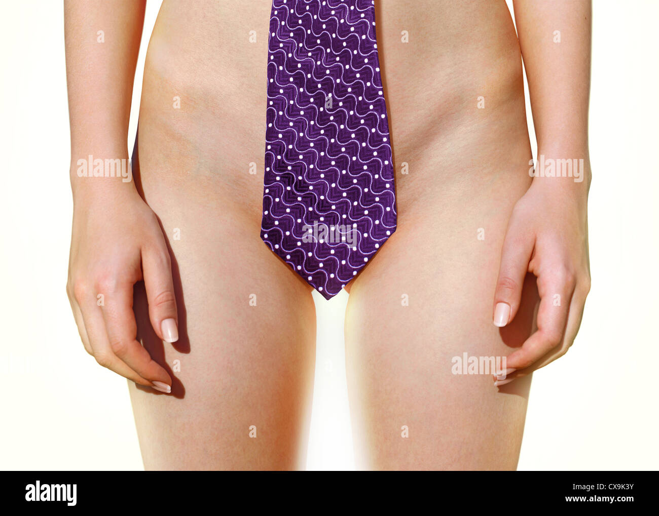 part of naked woman's body with tie Stock Photo - Alamy