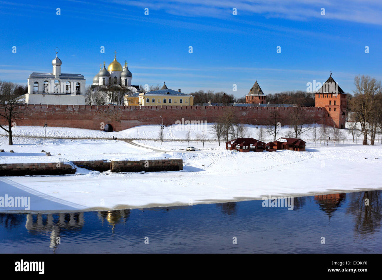 Novgorod Kremlin and river Volkhov, Veliky Novgorod, Novgorod region, Russia Stock Photo