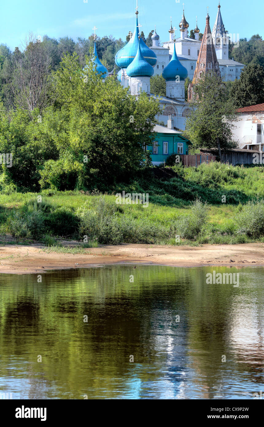 Cityscape of Gorokhovets with river Klyazma, Gorokhovets, Vladimir region, Russia Stock Photo
