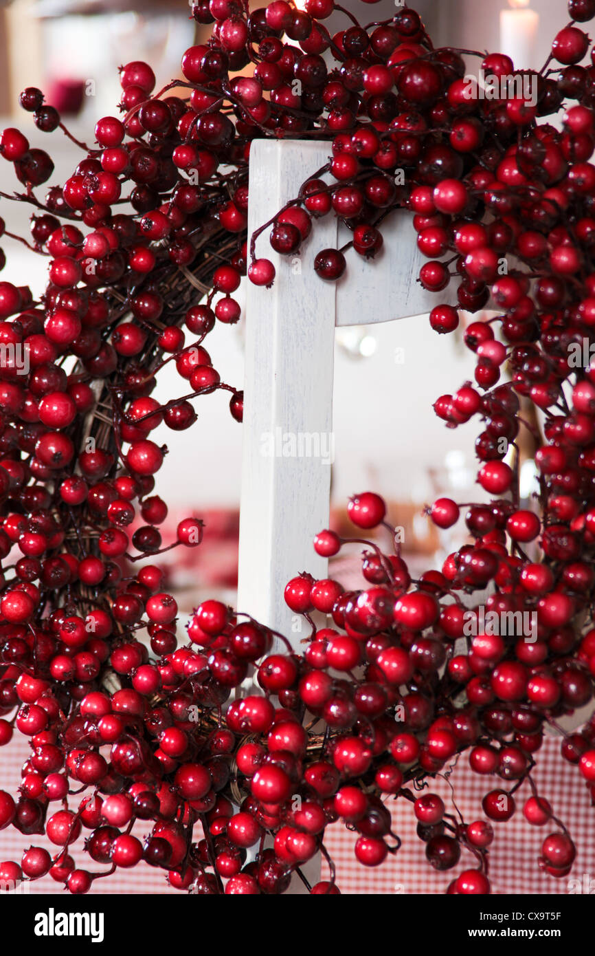Decorative wreath made of red berries Stock Photo
