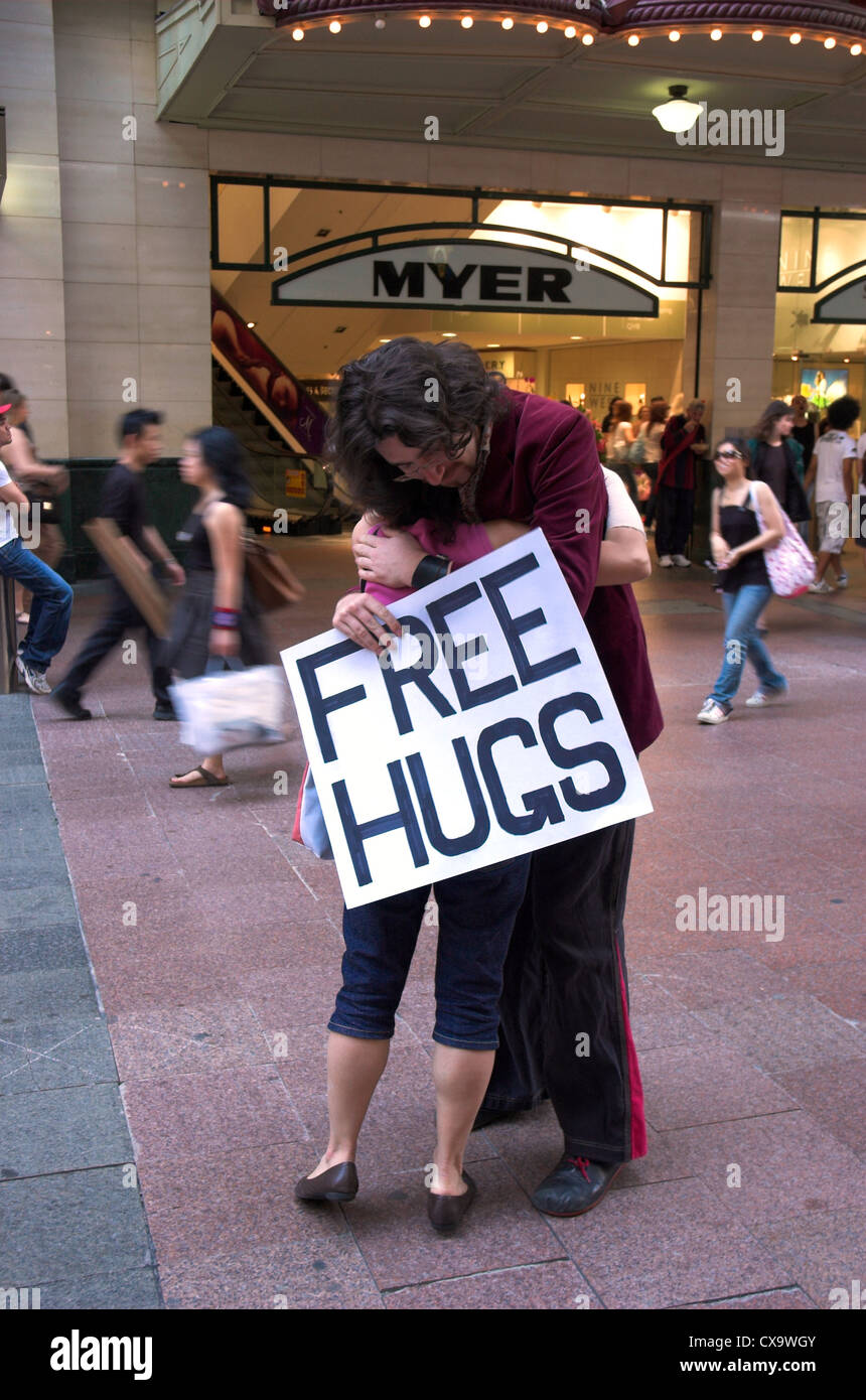 Juan Mann the originator of the Free Hugs Campaign gives a passing Juan Mann the originator of the Free Hugs Campaign gives a passing