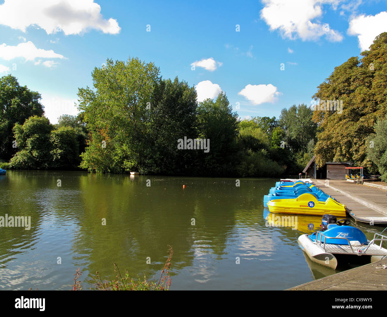 Pedalos in Battersea Park lake London Stock Photo Alamy