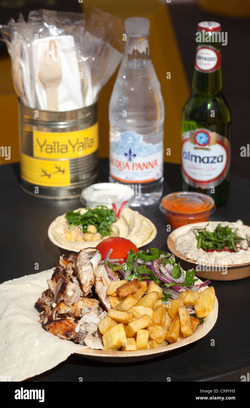 Meal at Yalla Yalla Lebanese Street Food Kitchen Stock Photo