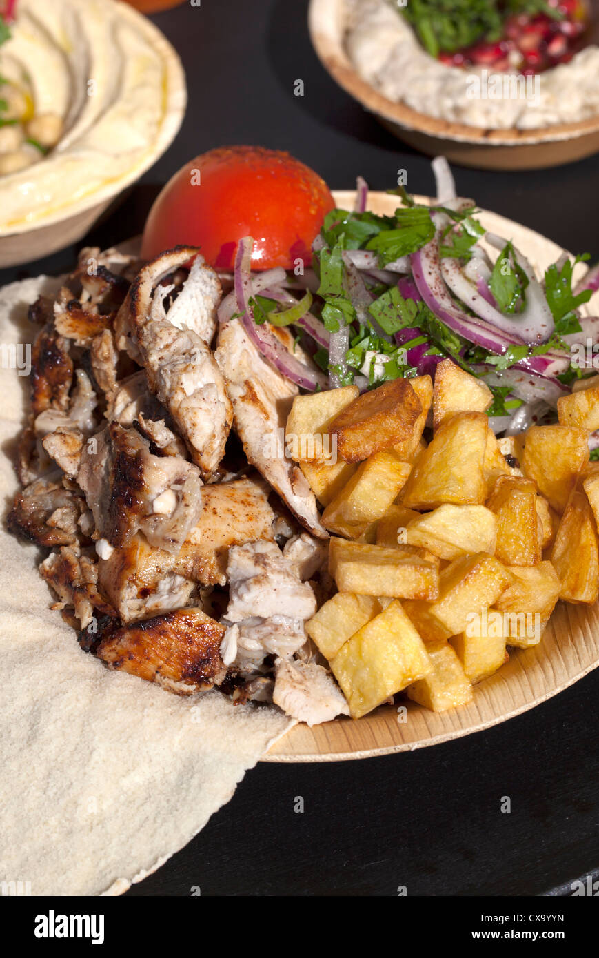 Chicken Meal Yalla Yalla Lebanese Street Food Stock Photo