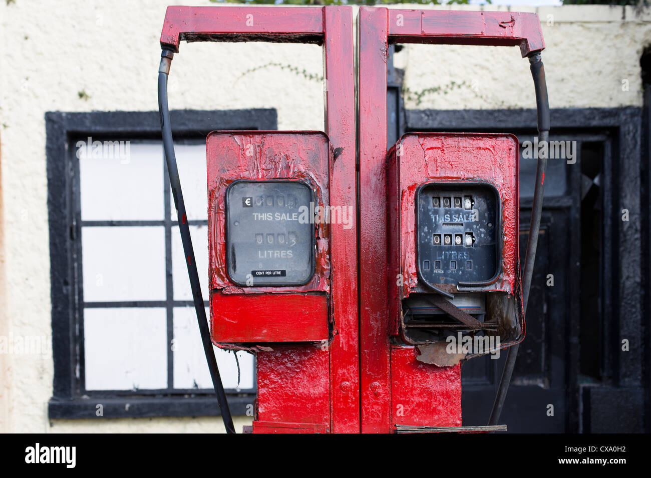 Old broken petrol gasoline pump Ireland Stock Photo Alamy