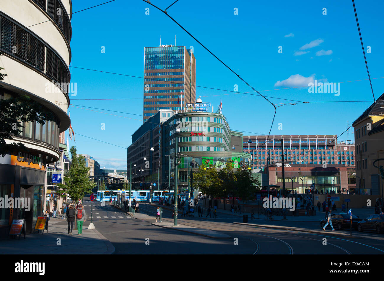 Biskop Gunnerus Gate street Hammersborg district Sentrum central Oslo Norway Europe Stock Photo
