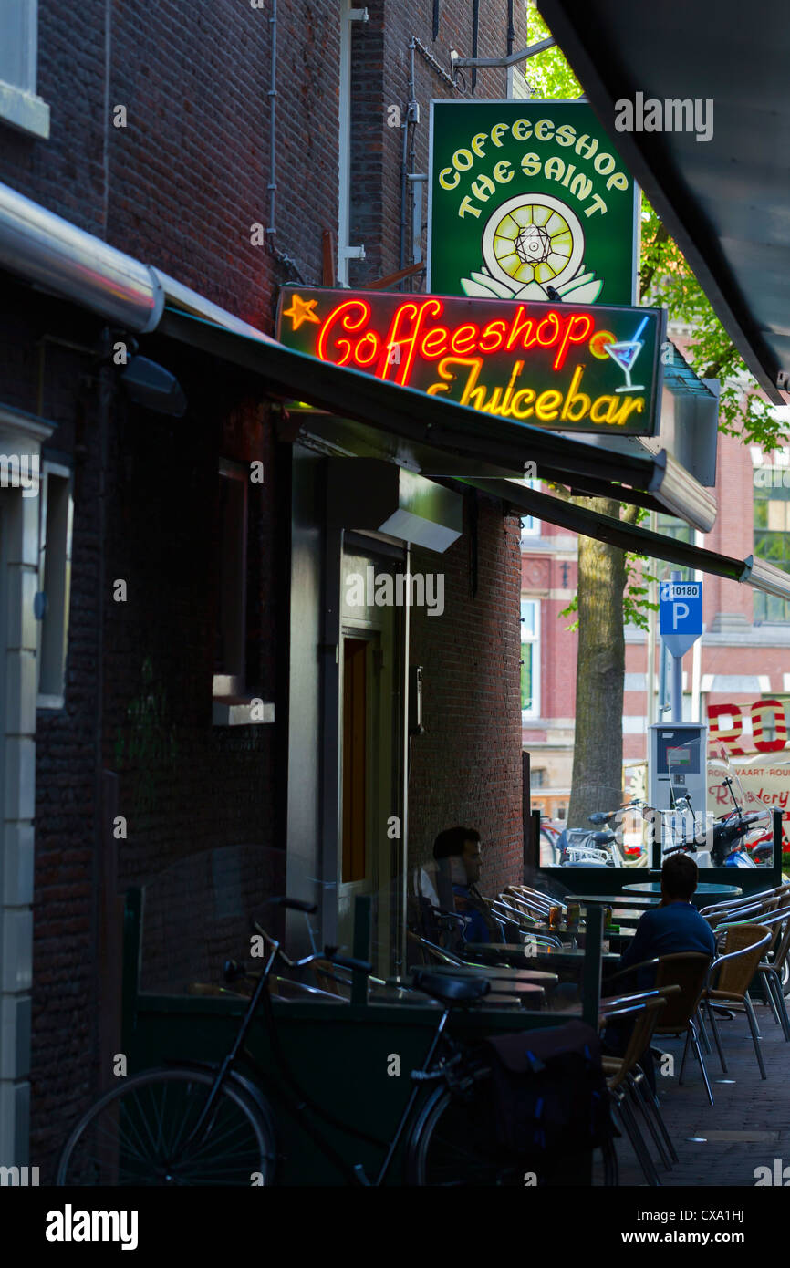 Amsterdam: Coffee shop sign at an alley - Amsterdam, Netherlands, Europe Stock Photo