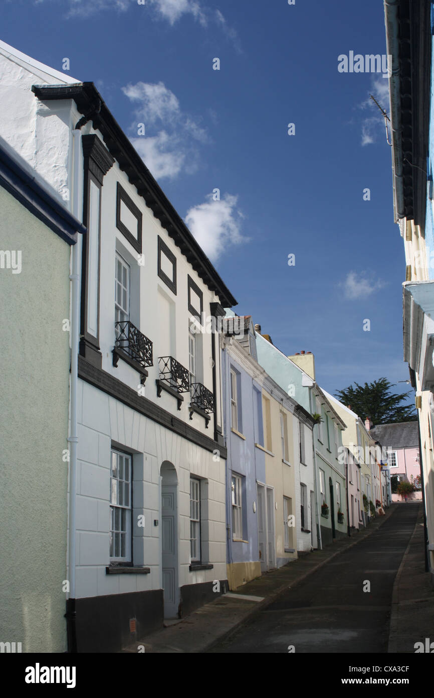 Street of coloured properties in Appledore Devon Stock Photo Alamy