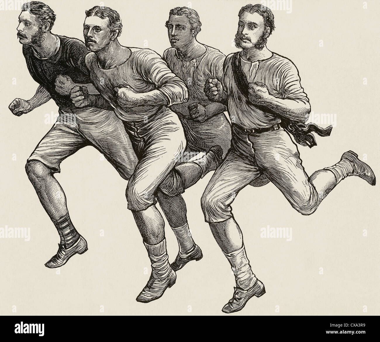 Athletics. Race. Early twentieth century. Engraving. Stock Photo