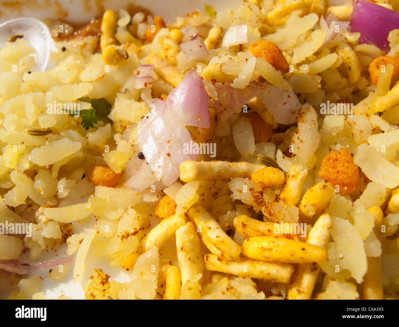 Close up of the Indian fast food delicacy called Bhel Puri, a snack