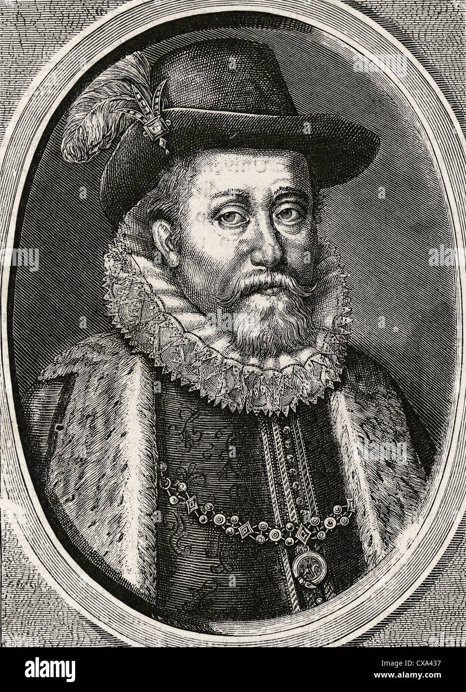 James VI and I (1566-1625). King of Scots as James VI from 1567 and King of England and Ireland as James I from 1603. Stock Photo