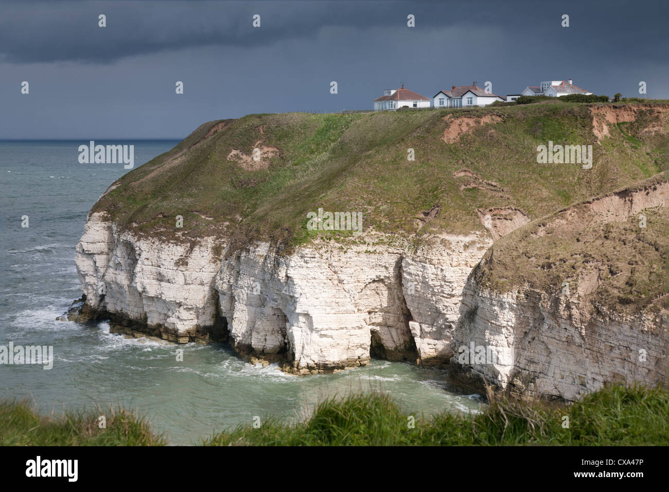 Cliffs at Thornwick Bay, Yorkshire, UK Stock Photo