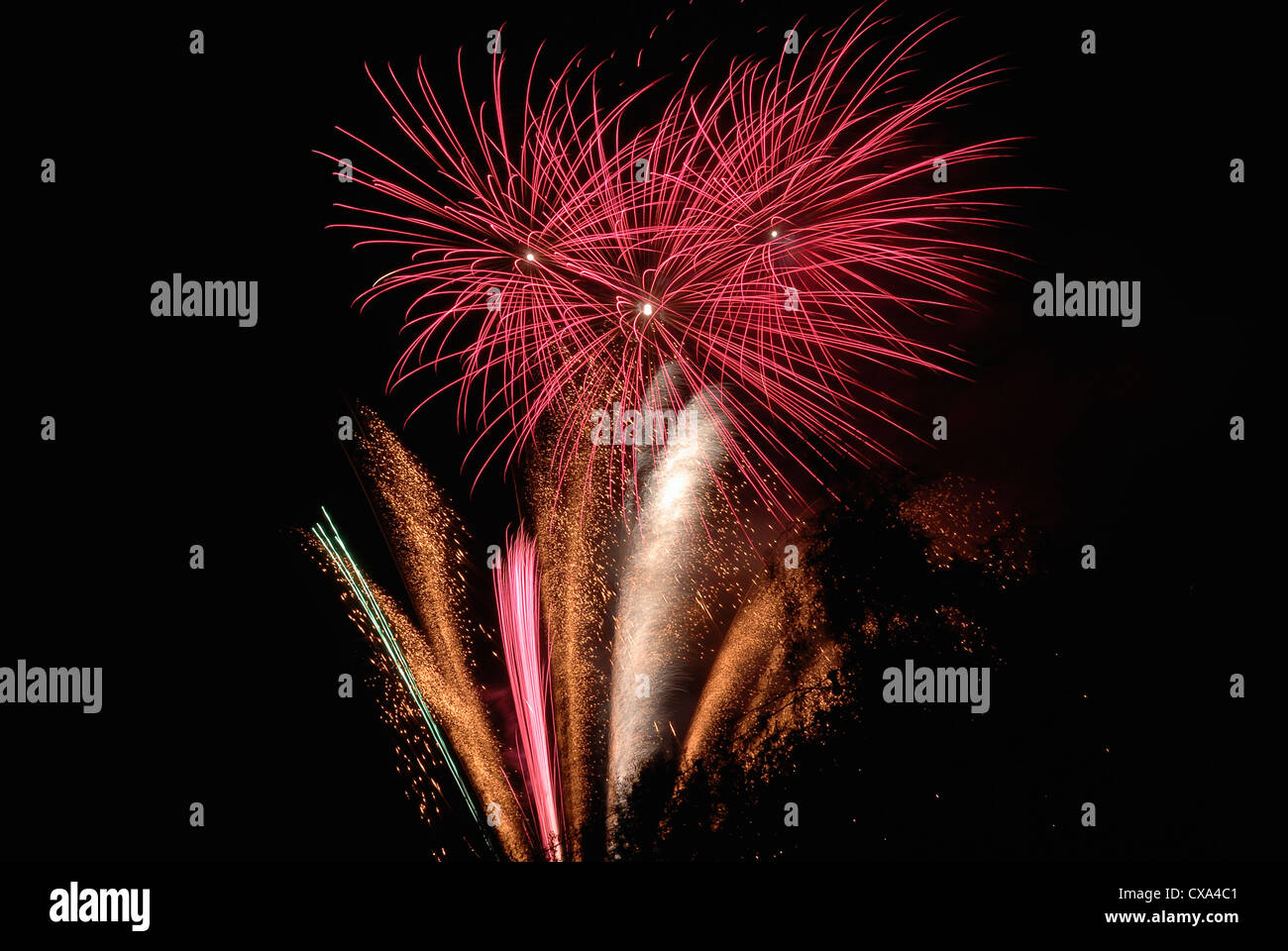 Multi-coloured fireworks Stock Photo