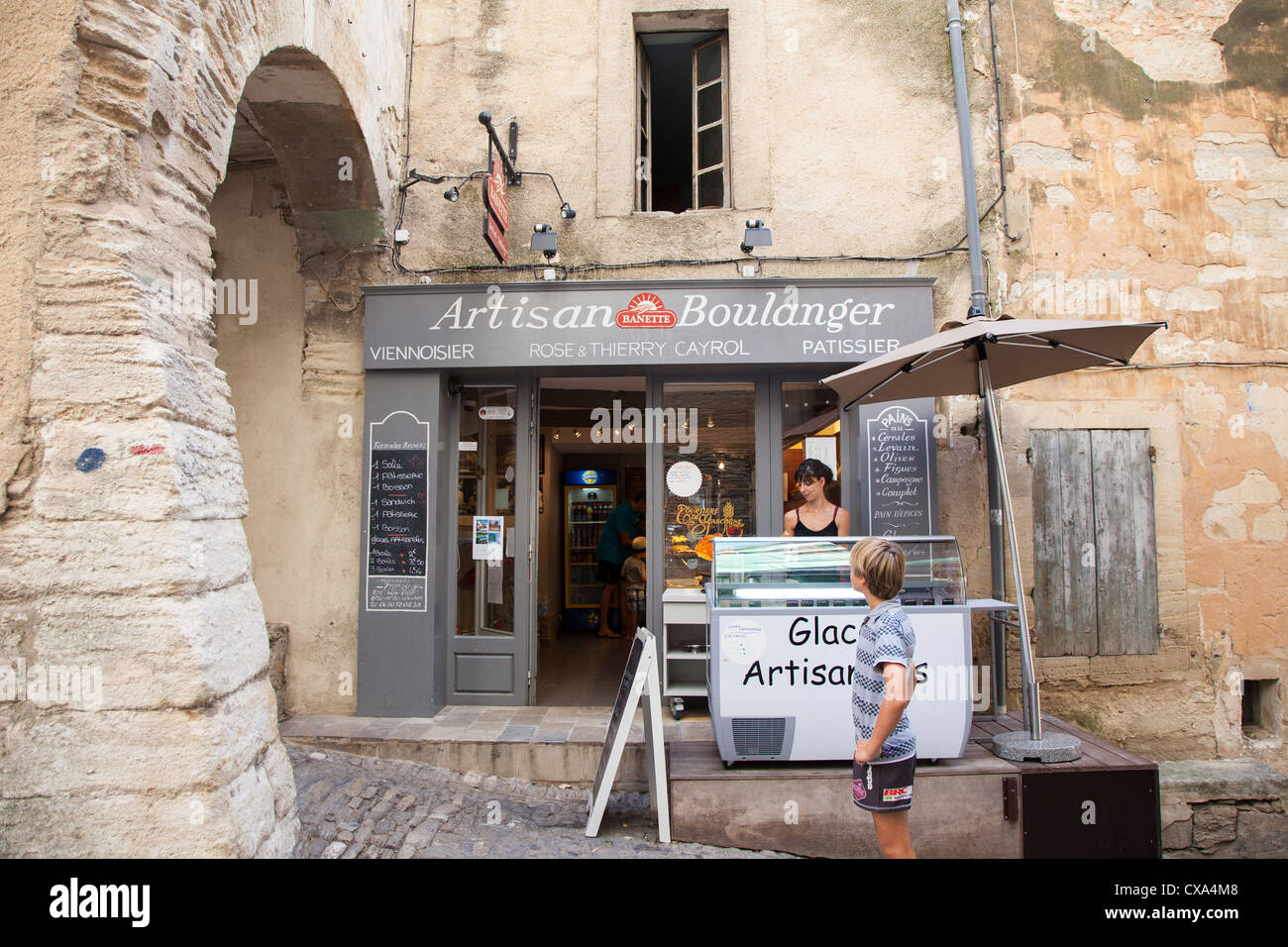 Artisan Boulanger shop in the hilltop village of Gordes, Luberon, Provence, France Stock Photo