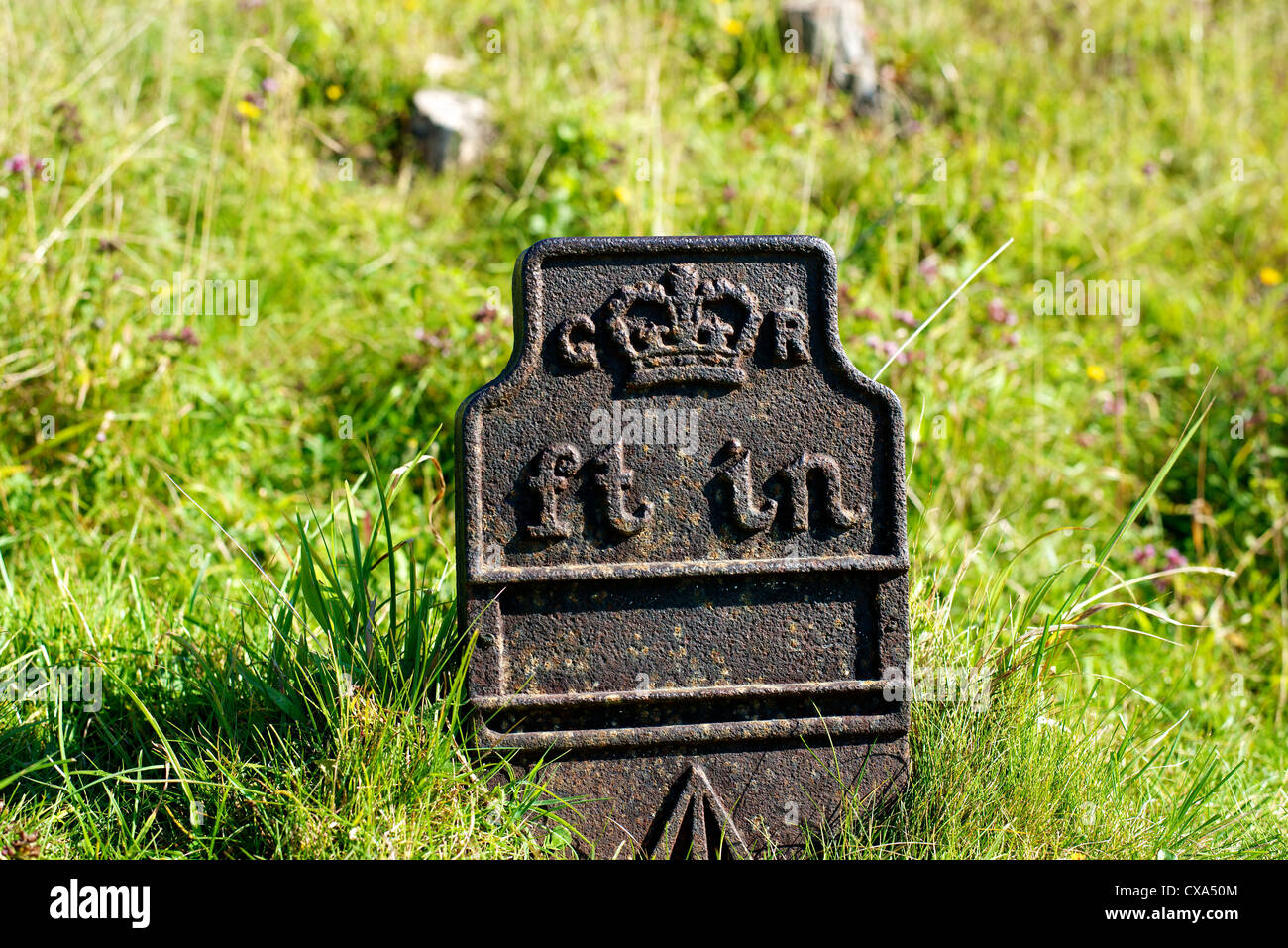 Ordnance Survey "G R" Bench Mark Height Marker on Reigate Hill, Reigate