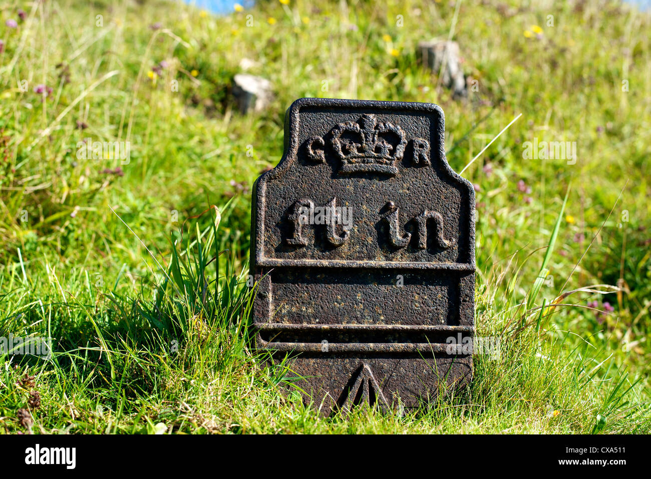 Ordnance Survey "G R" Bench Mark Height Marker on Reigate Hill, Reigate