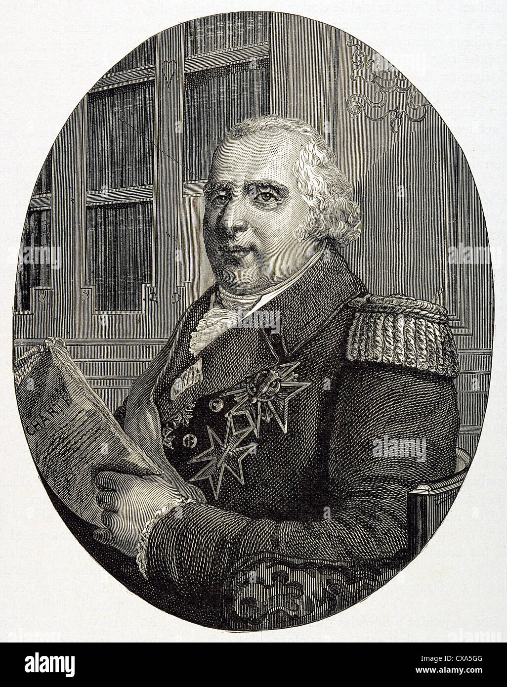 Louis XVIII (1755-1824). King of France from 1814-15 and 1815-24. Brother of Louis XVI. Engraving. Stock Photo