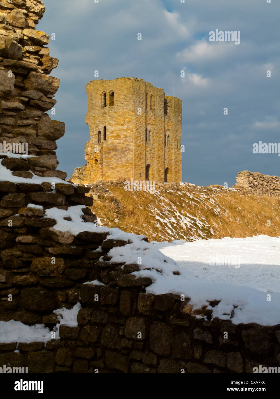 The 12th century keep of Scarborough Castle a medieval fortress in ...