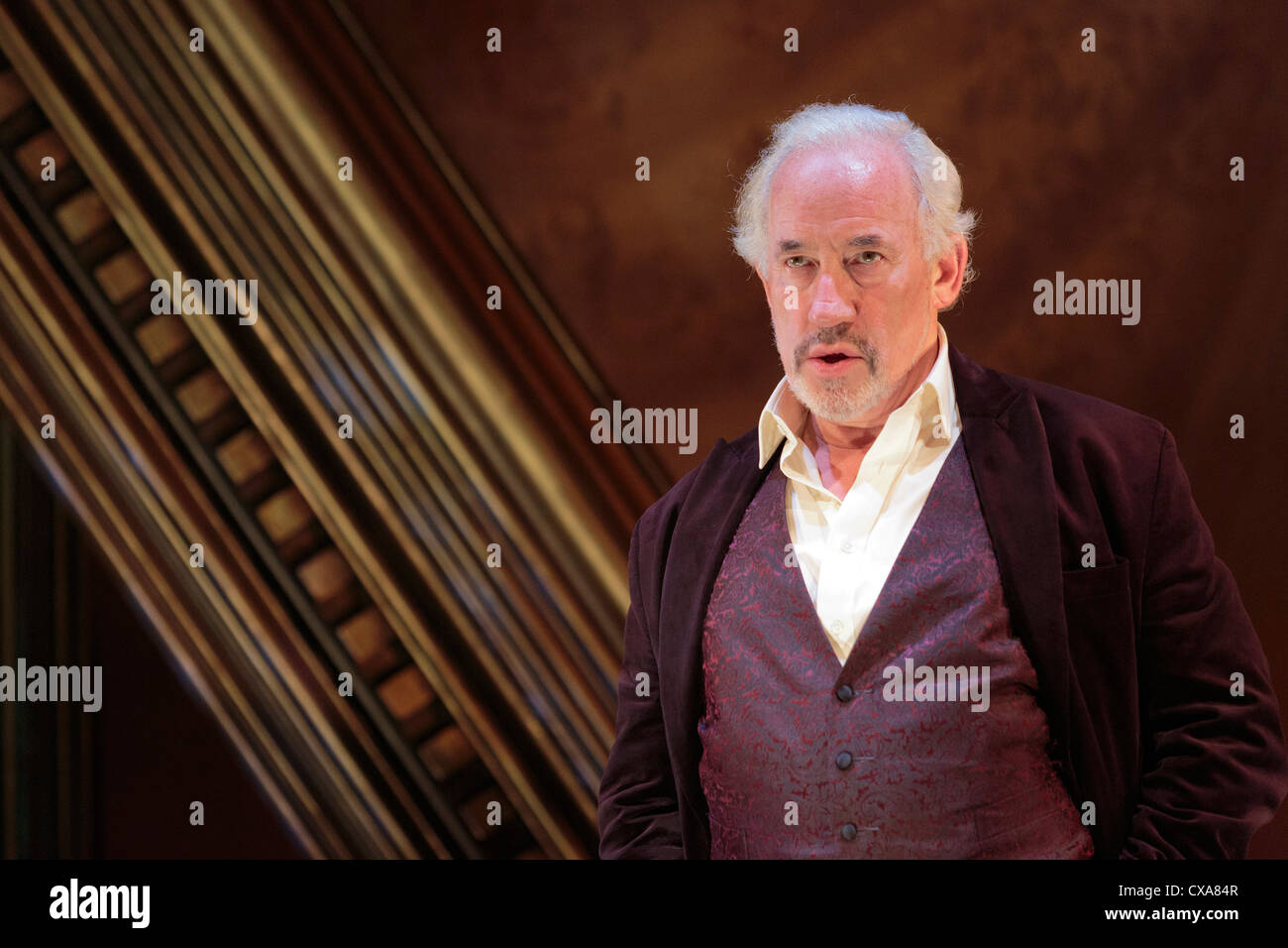 Actor Simon Callow performs the one-man show 'The Mystery of Charles Dickens' at London's Playhouse Theatre Stock Photo