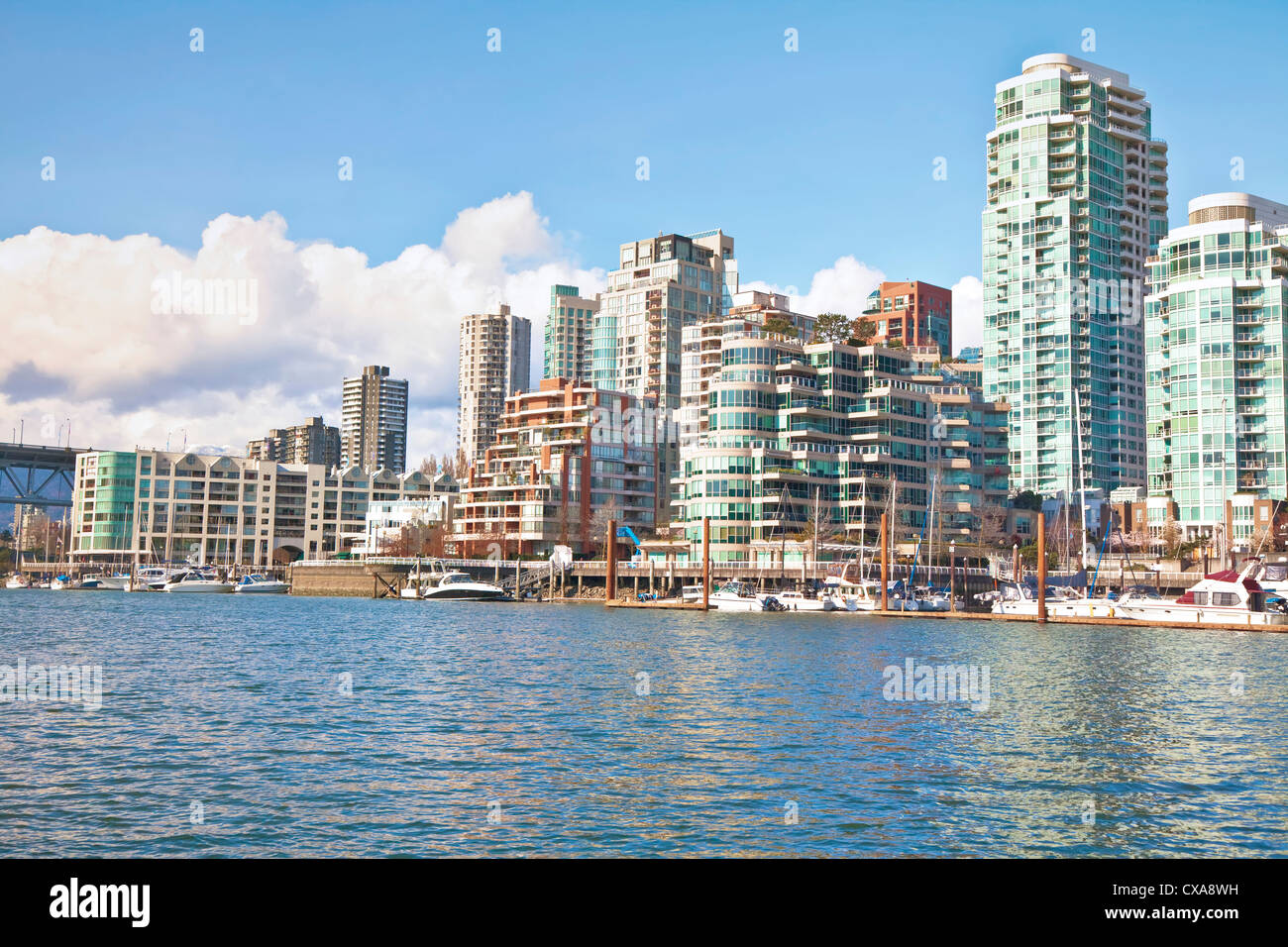 High rise apartment and condo buildings on the waterfront of Vancouver
