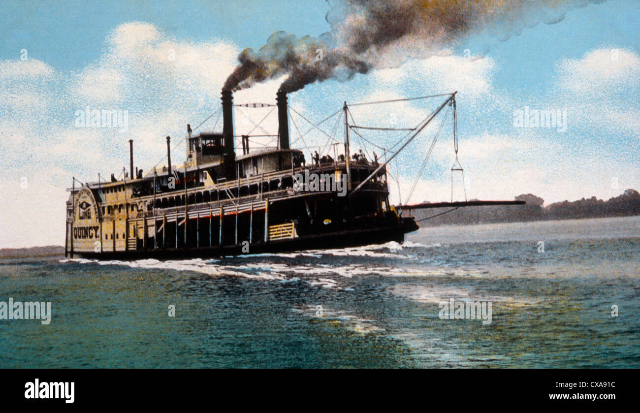 Mississippi River Steamboat, Quincy, Lithograph, 1910 Stock Photo Alamy