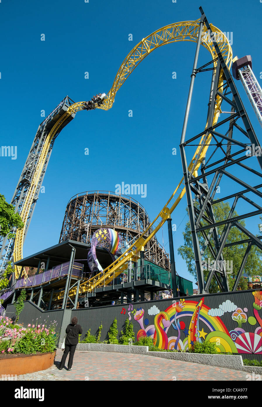 The Ukko rollercoaster at Linnanmäki Amusement Park located in the  Alppiharju district of Helsinki Stock Photo - Alamy