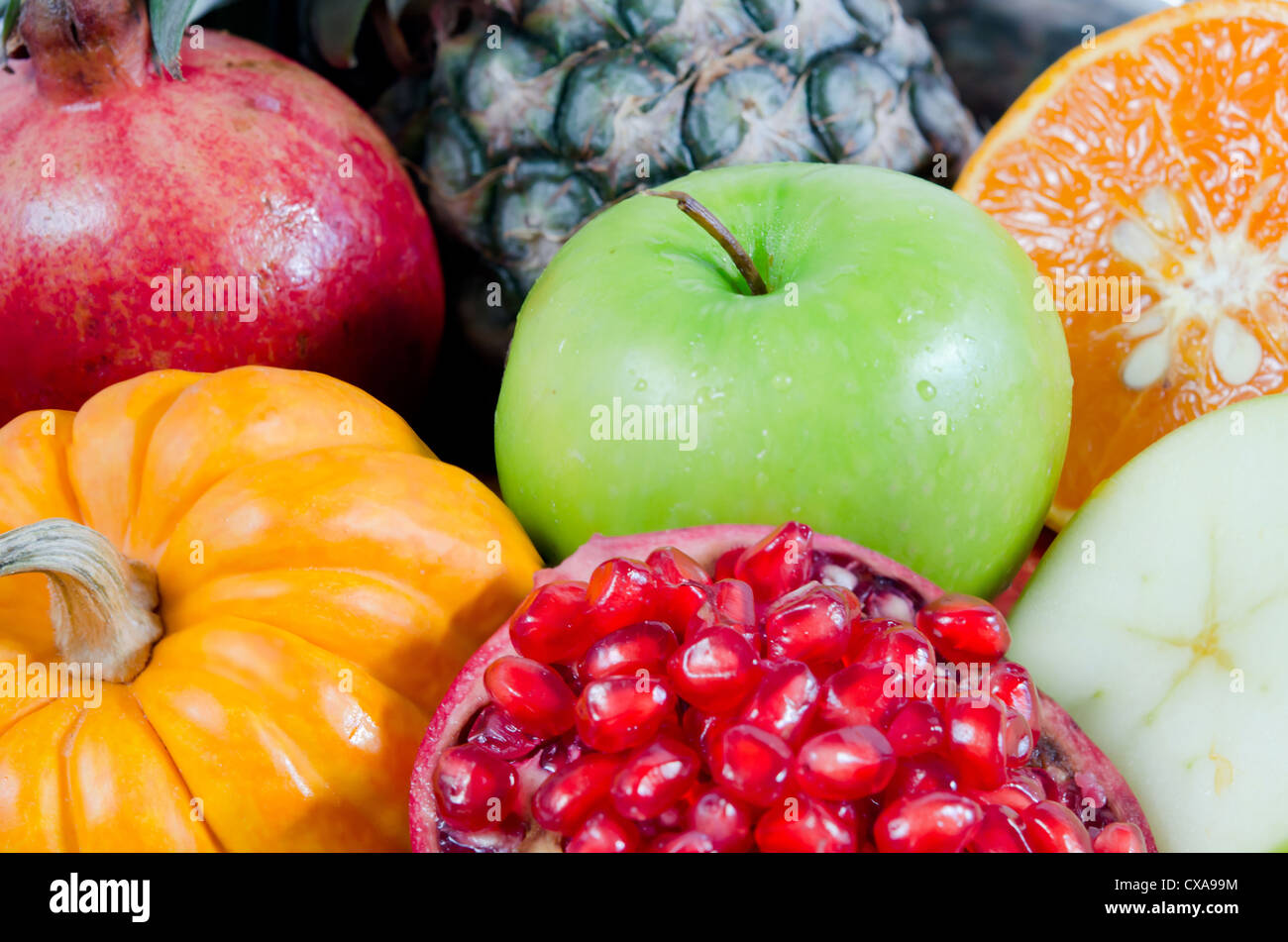 fresh various tropical fruits , mixed fruits Stock Photo