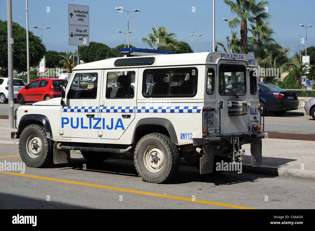 Maltese police 4x4 Landrover, Malta. September 2012. Stock Photo