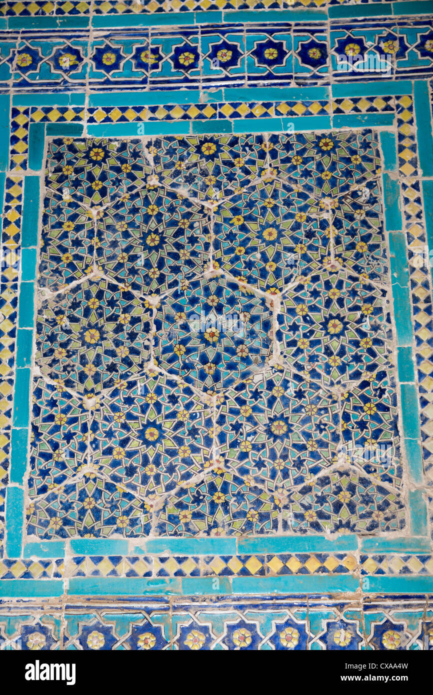 detail of interior tilework, Anonymous mausoleum, Shah-i Zinda necropolis, Samarkand, Uzbekistan Stock Photo