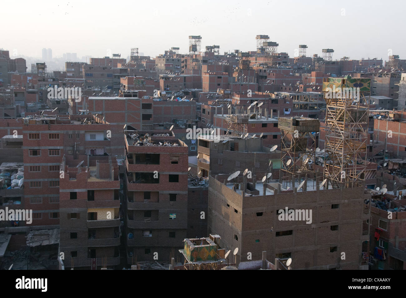 Cairo's largest settlement of garbage people is Mokattam village nicknamed as 'Garbage City,' in this picture :an overview Stock Photo