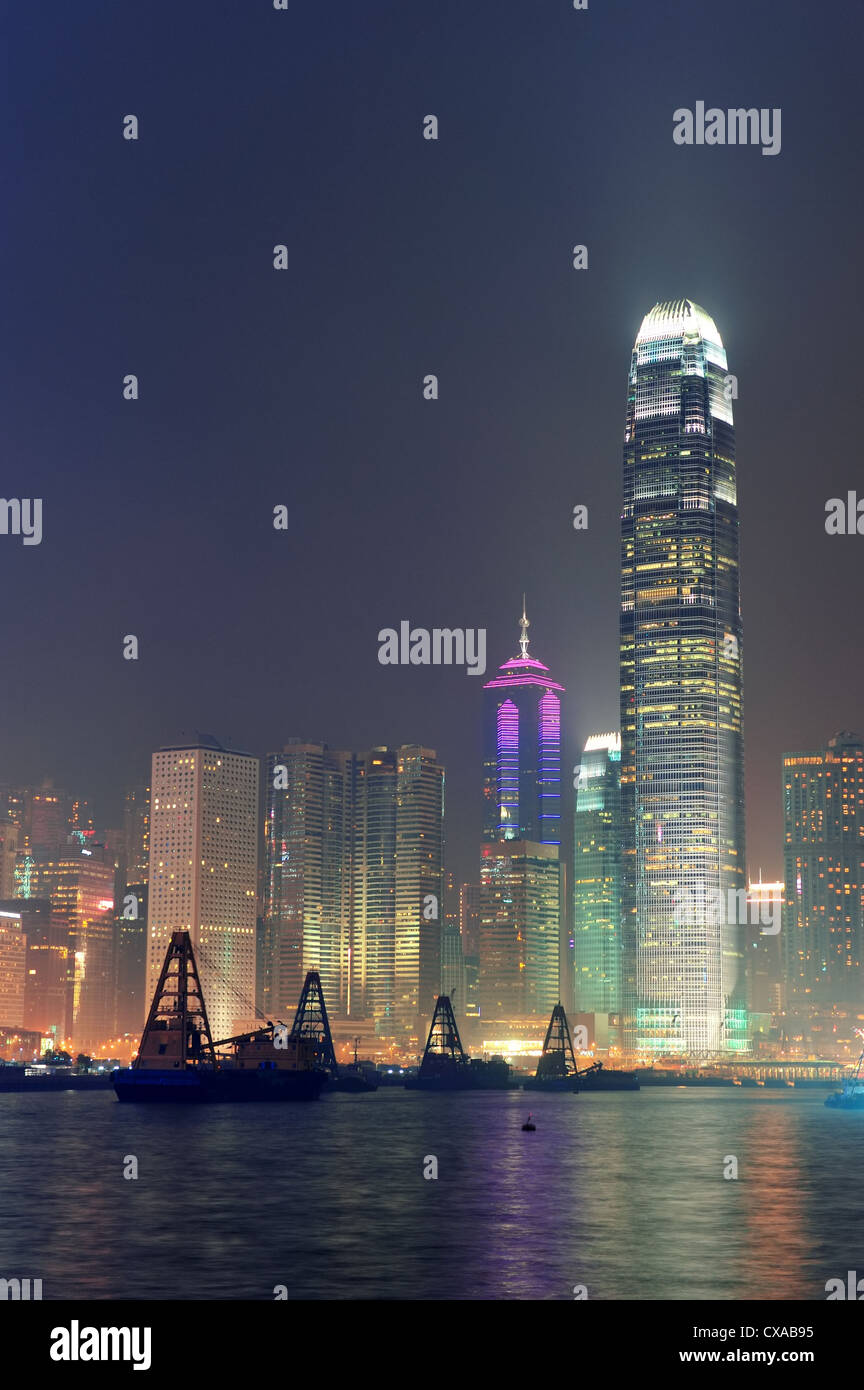 Hong Kong urban skyline panorama at night Stock Photo - Alamy