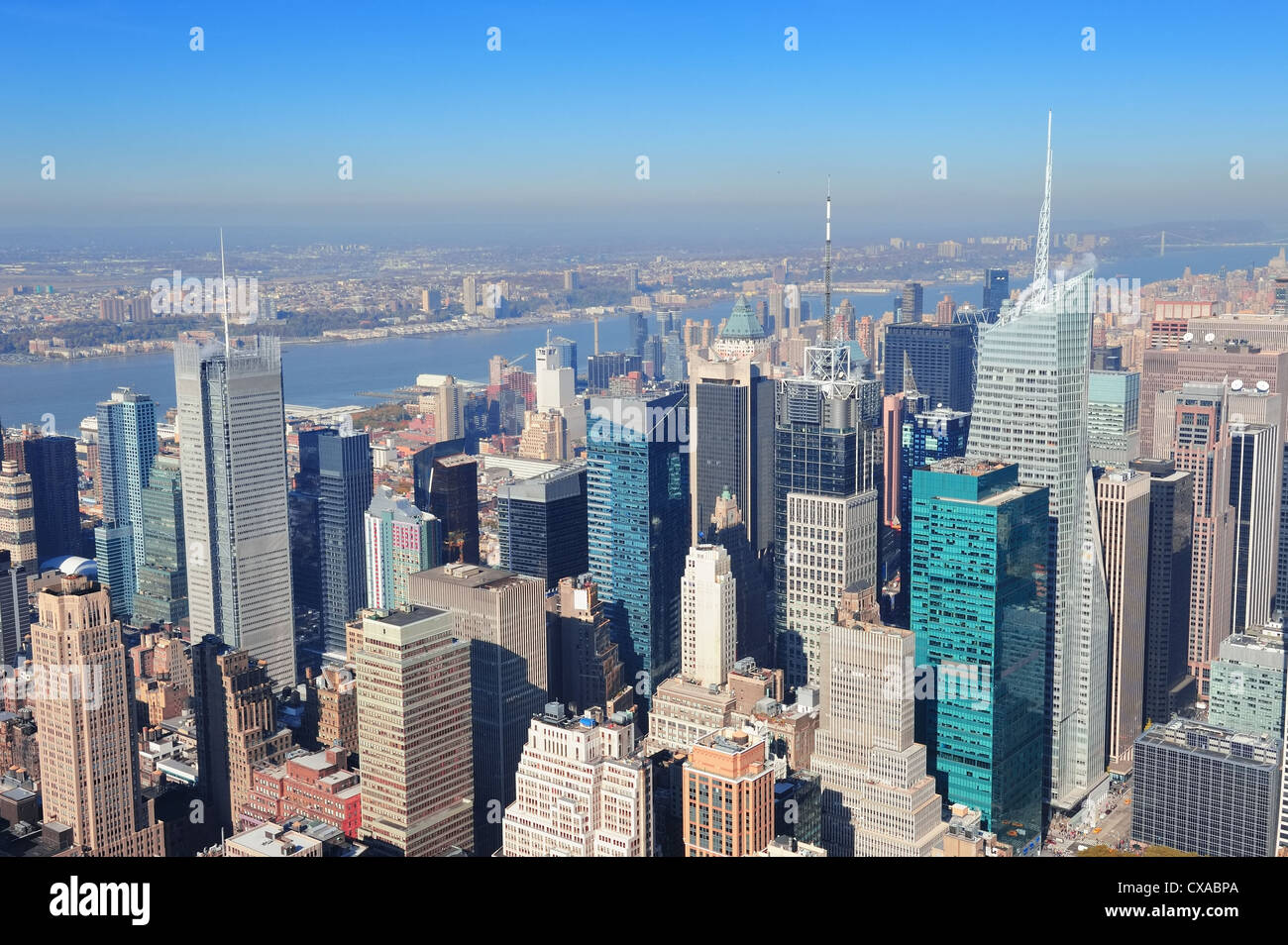 New York City skyscrapers in midtown Manhattan aerial panorama view in ...