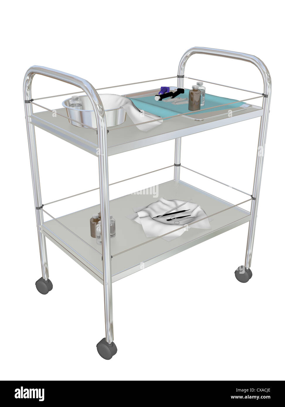 Mobile Medical Utility Cart 3d Illustration Isolated Against A